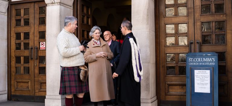 Some of the congregation outside St Columba's church
