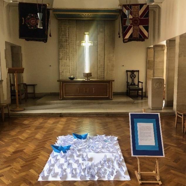 A picture of Hill House school art installation for VE Day 80th anniversary in the London Scottish Chapel