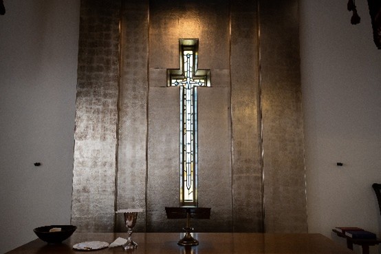 Cross window in London Scottish Chapel