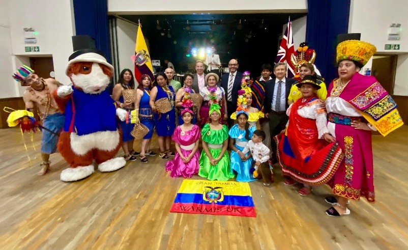 Ecuadorian dancers with officials from Ecuador Embassy